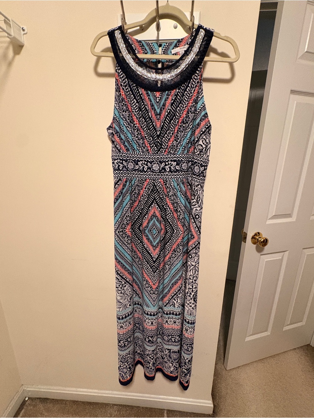 Studio One Navy & Multicolor Maxi Dress